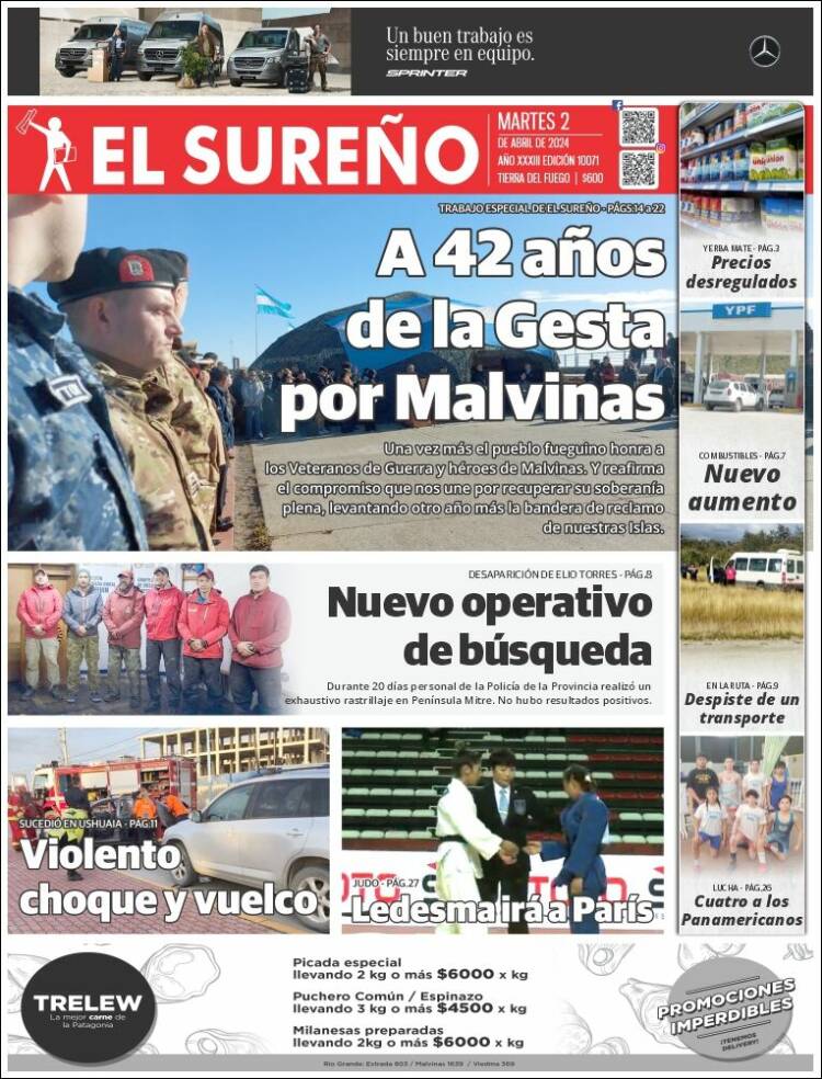 Portada de Diario El Sureño (Argentina)