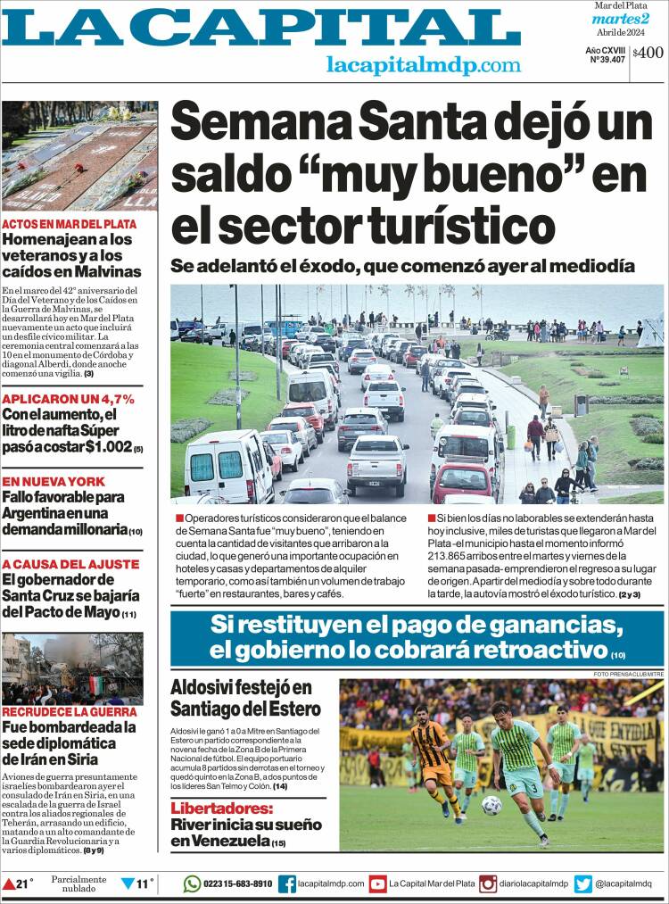 Portada de Diario La Capital - Mar del Plata (Argentina)