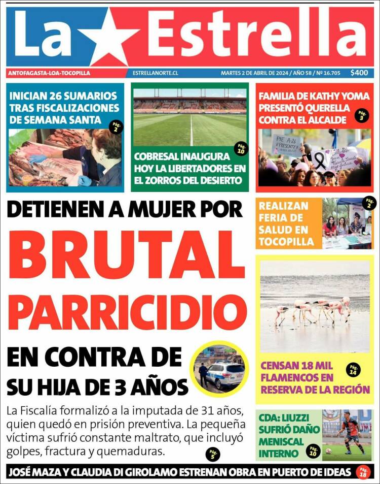 Portada de La Estrella del Norte (Chile)