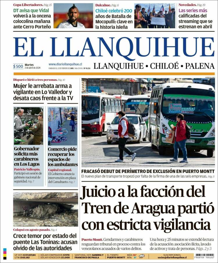 Portada de El Llanquihue (Chile)