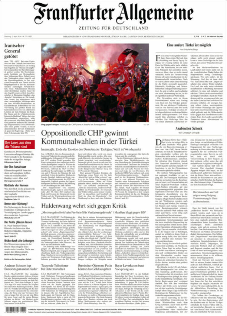 Portada de Frankfurter Allgemeine (Alemania)