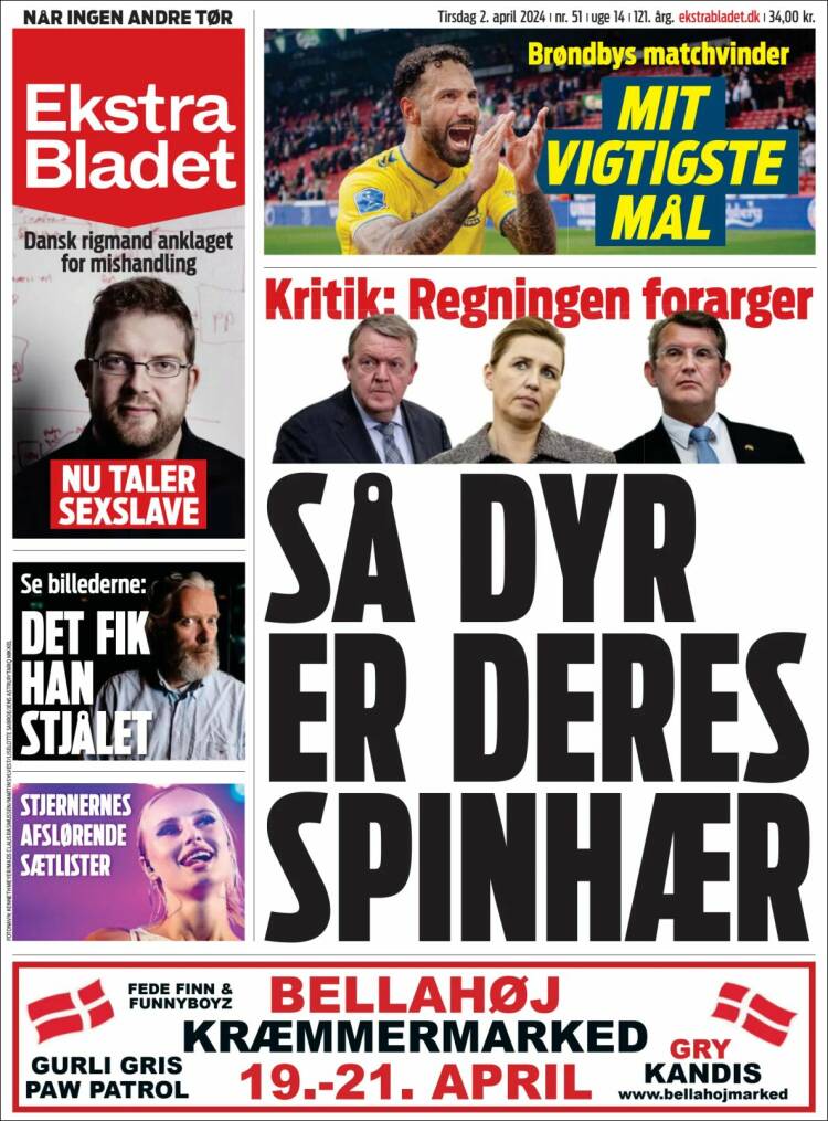 Portada de Ekstra Bladet (Dinamarca)