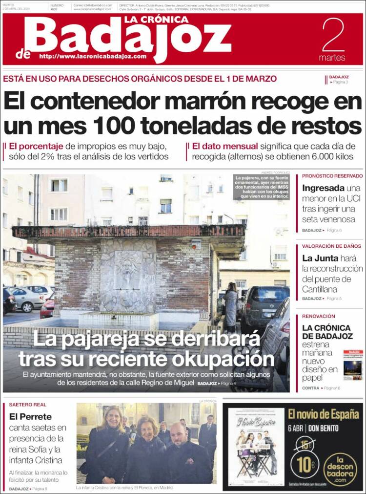Portada de La Crónica de Badajoz (Espagne)