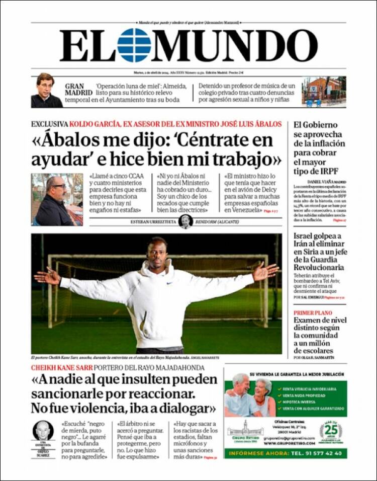 Portada de El Mundo (España)