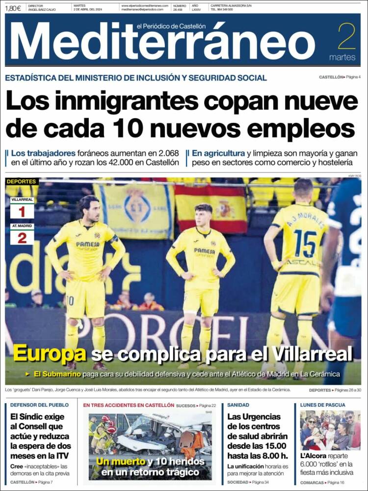 Portada de El Periódico Mediterraneo (España)