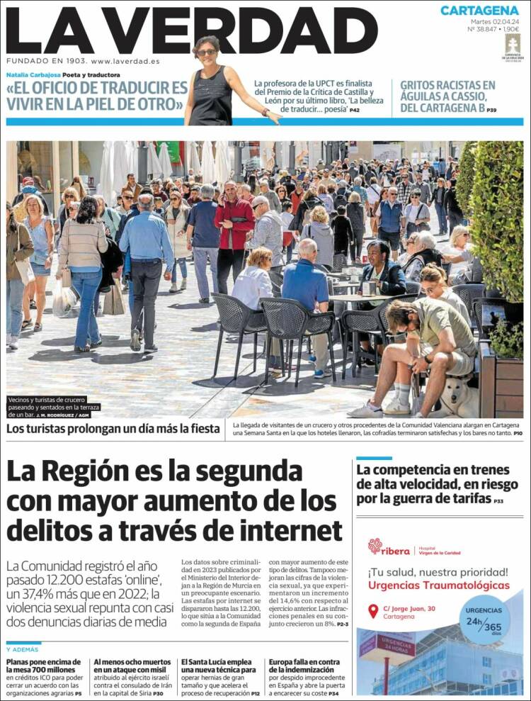 Portada de La Verdad de Cartagena (España)