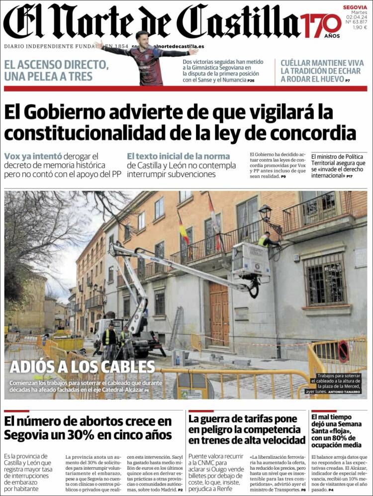Portada de Norte de Castilla - Segovia (España)