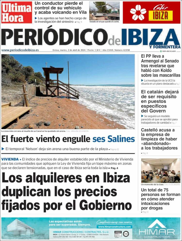 Portada de Periódico de Ibiza (España)