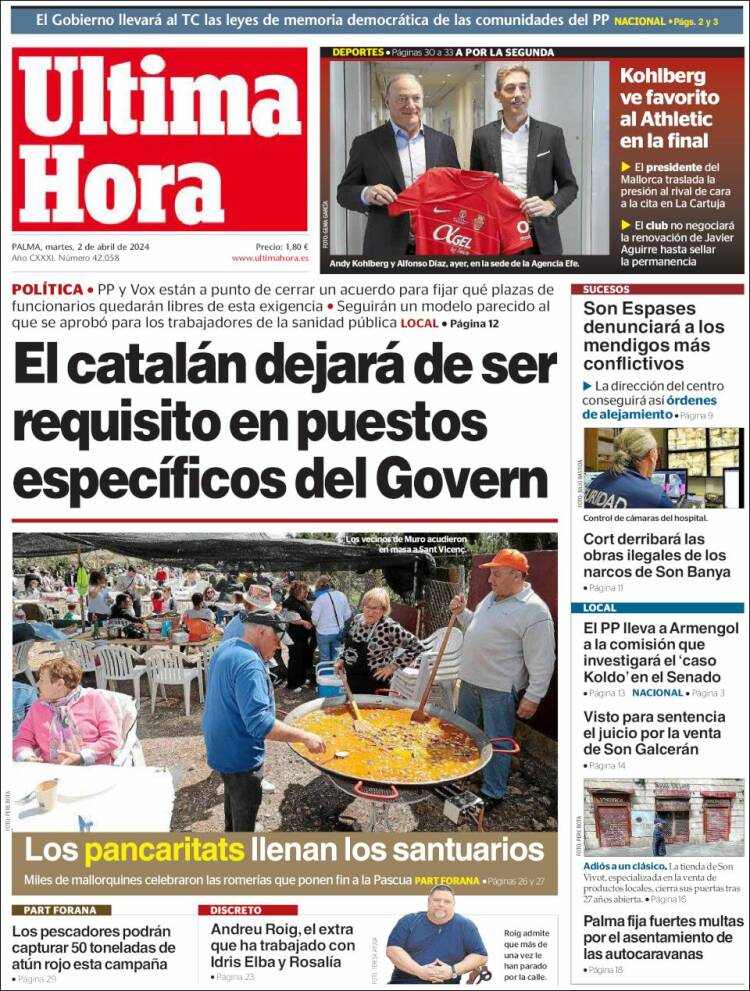 Portada de Última Hora (España)