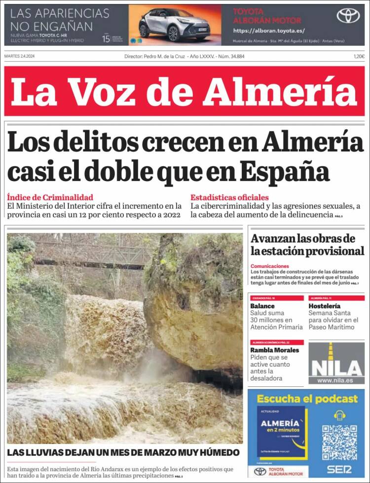 Portada de La Voz de Almería (España)