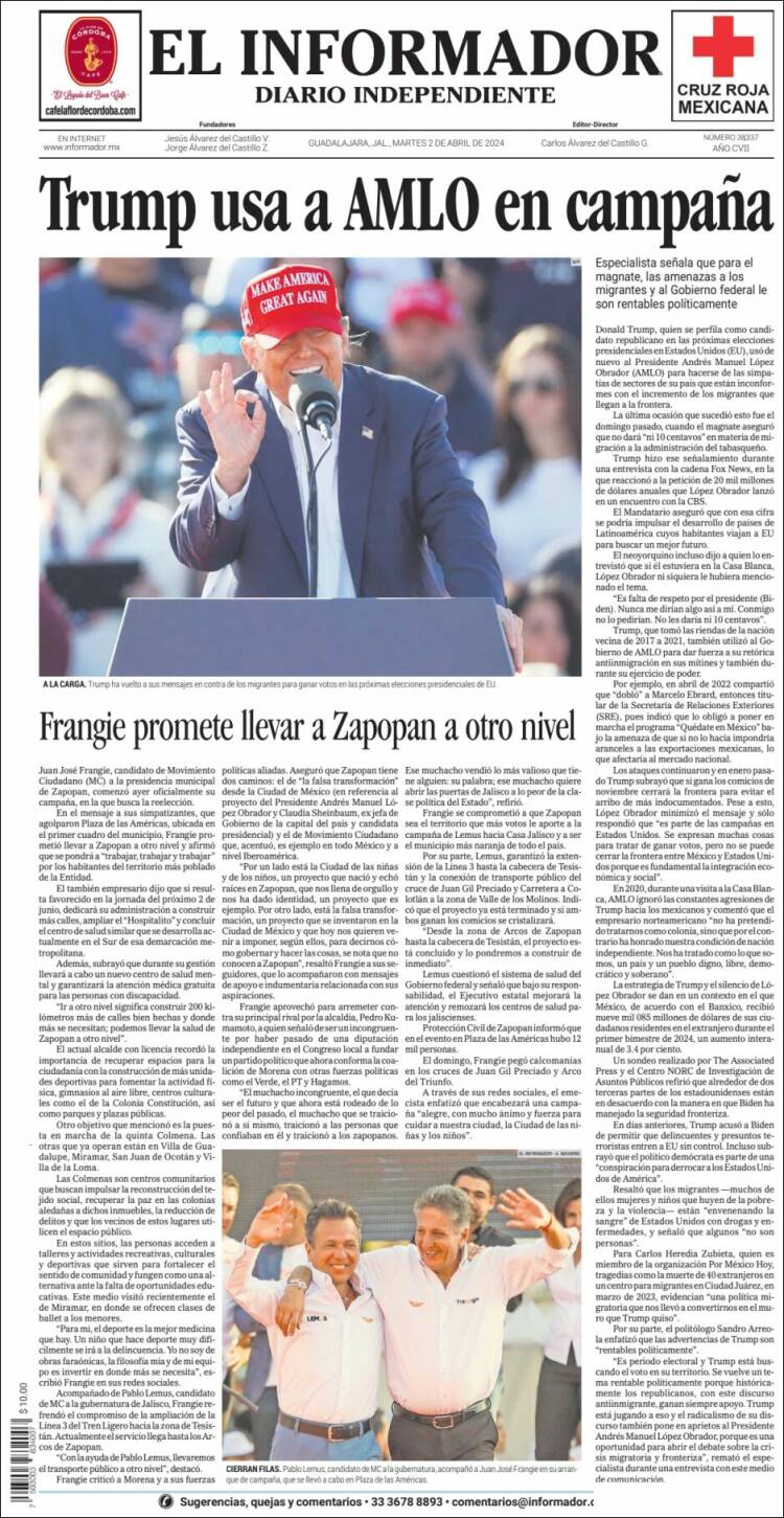 Portada de El Informador (M&eacute;xico)