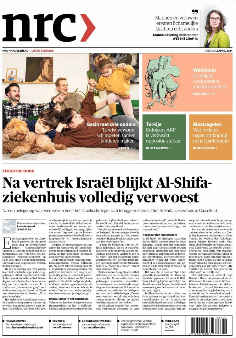 Portada de NRC Handelsblad (Pa&iacute;ses Bajos)