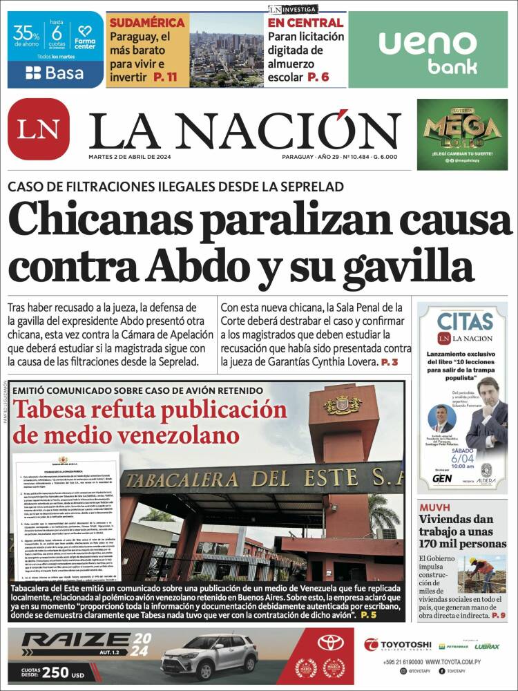 Portada de La Nación (Paraguay)