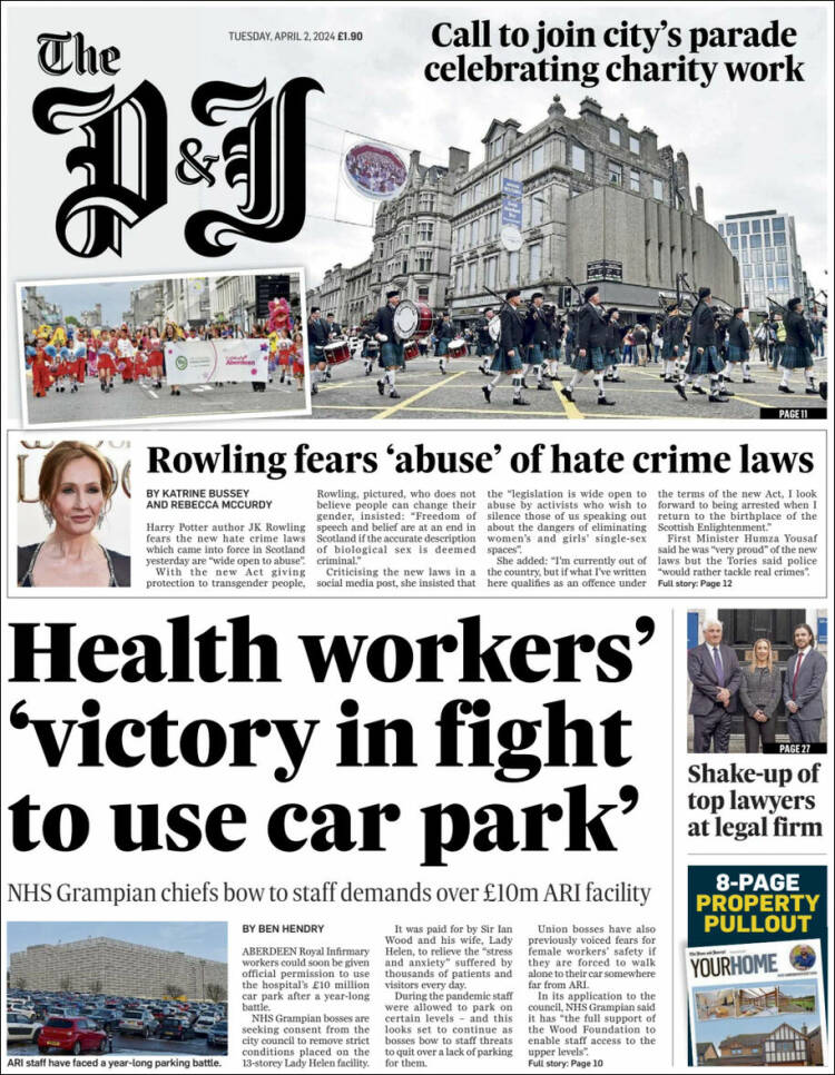 Portada de The Press and Journal (Reino Unido)