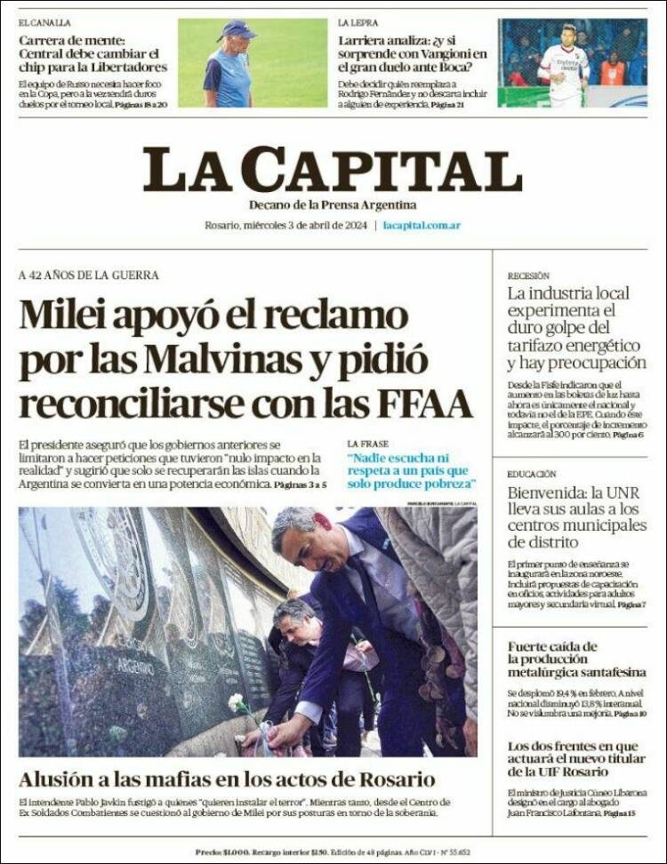 Portada de La Capital - Rosario (Argentina)