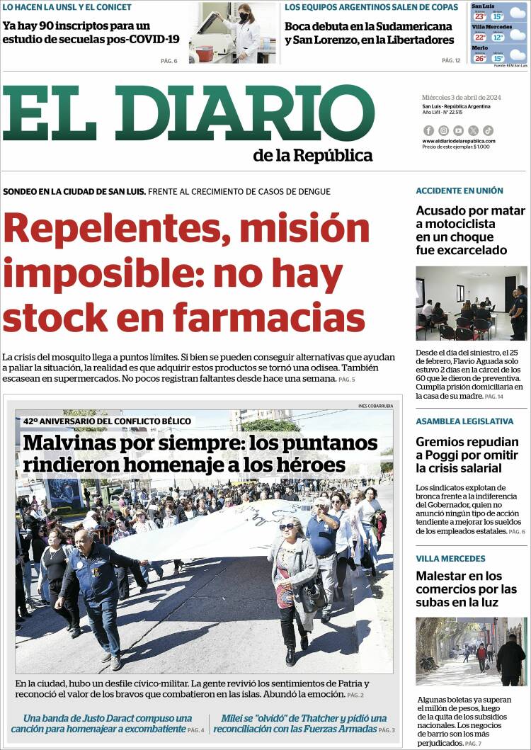 Portada de Diario de la República (Argentina)