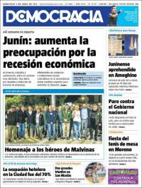 Portada de Diario Democracia (Argentina)