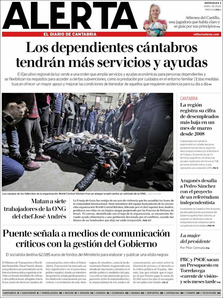 Portada de Alerta - El Diario de Cantabria (España)