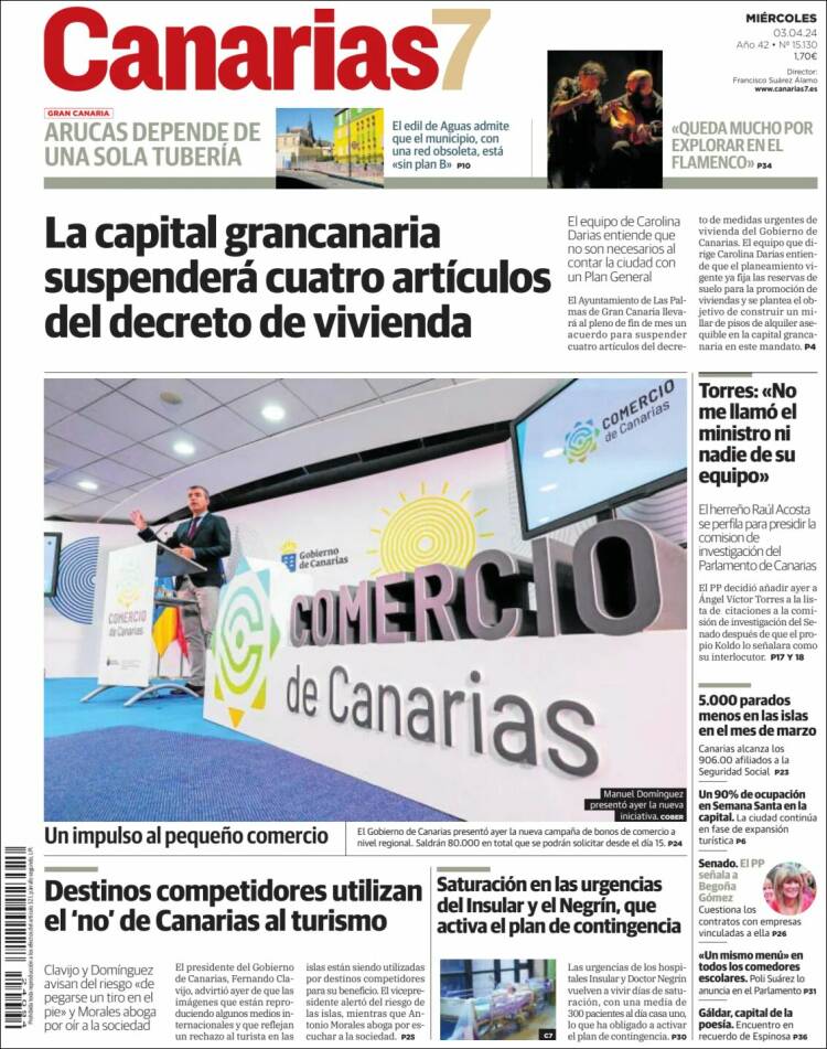 Portada de Canarias 7 (España)