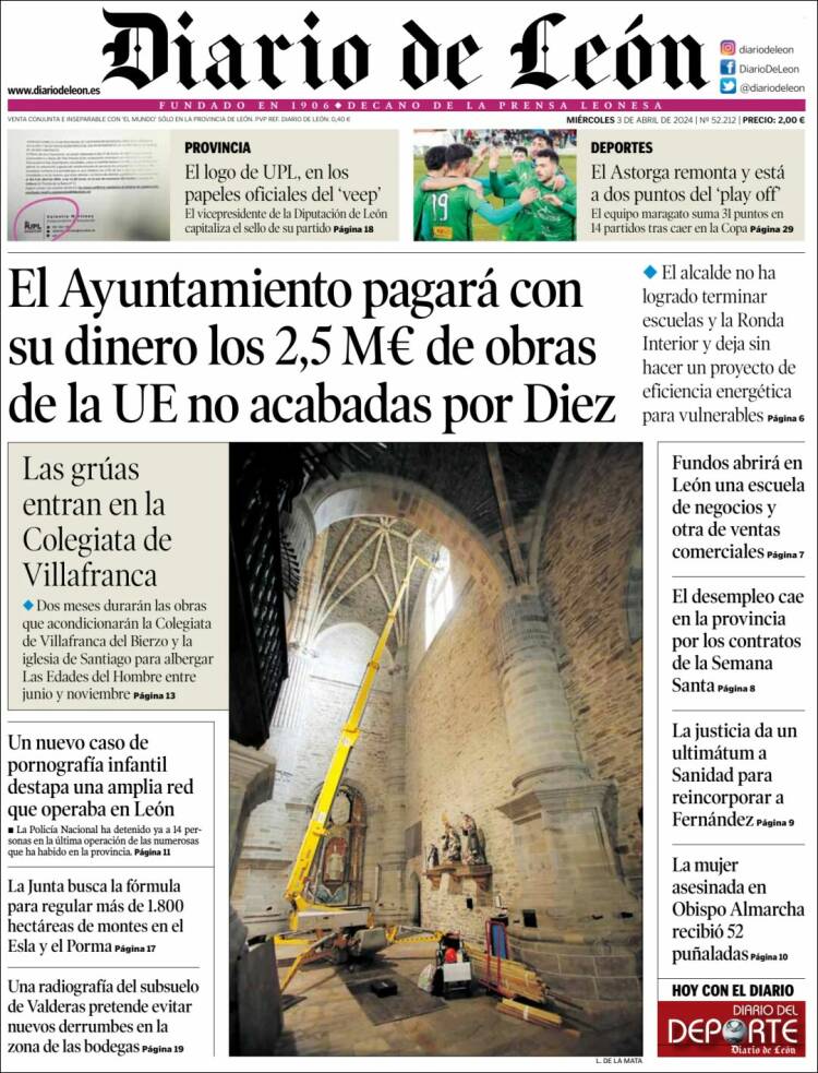 Portada de Diario de León (España)