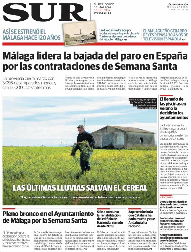 Portada de Diario el Sur (España)