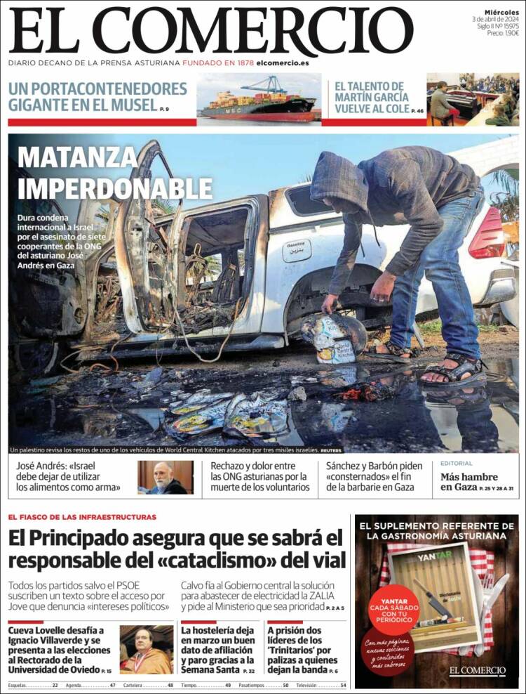 Portada de El Comercio - Gijón (España)