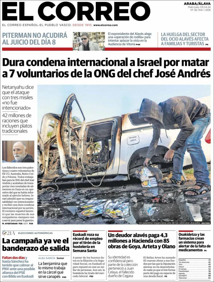 Portada de El Correo - Álava (España)