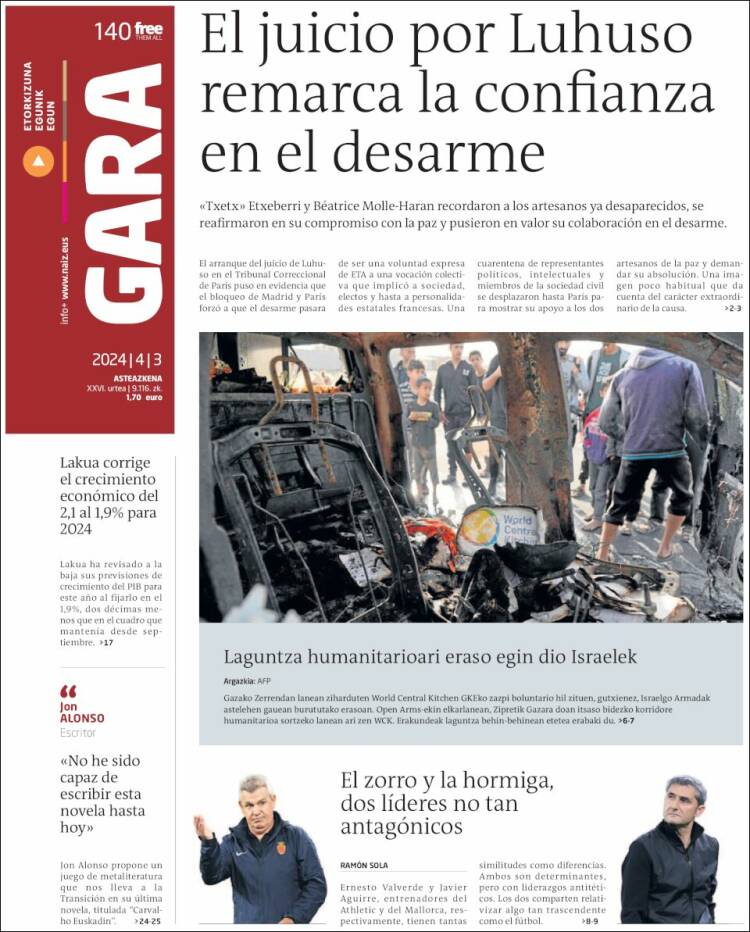 Portada de Gara (España)
