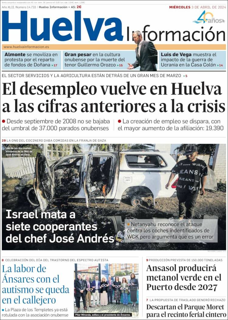 Portada de Huelva Información (España)