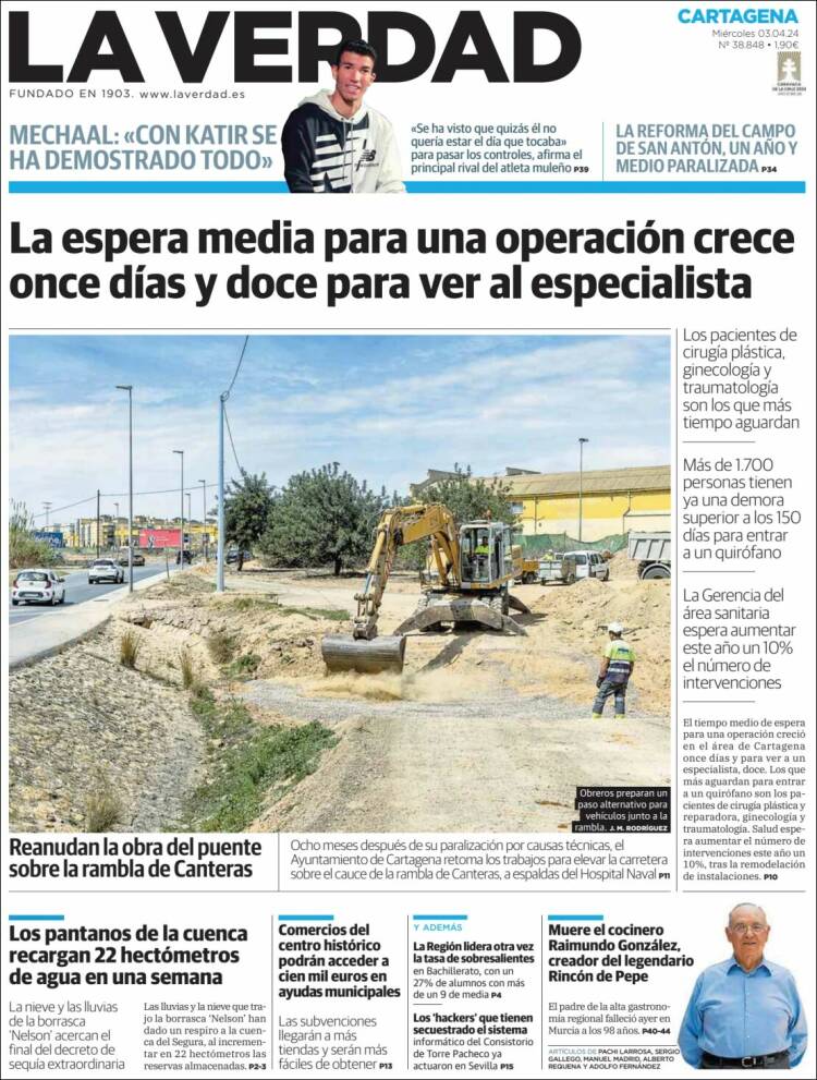 Portada de La Verdad de Cartagena (España)
