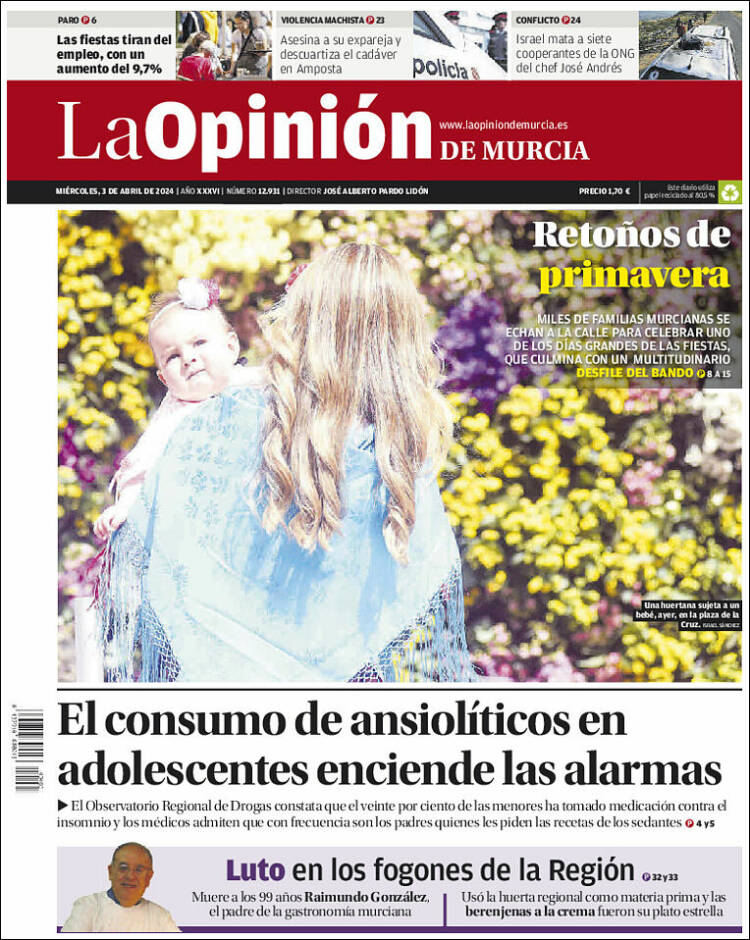 Portada de La Opinión de Murcia (España)