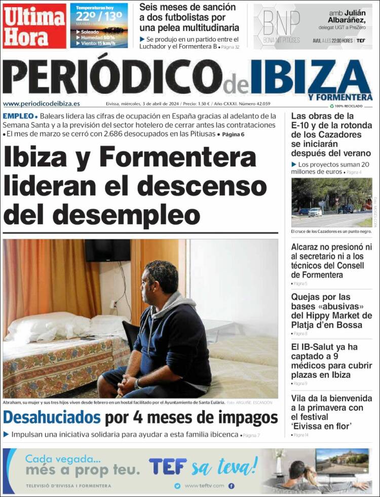 Portada de Periódico de Ibiza (España)