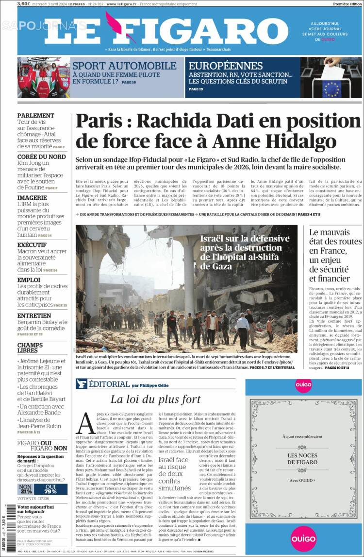 Portada de Le Figaro (Francia)