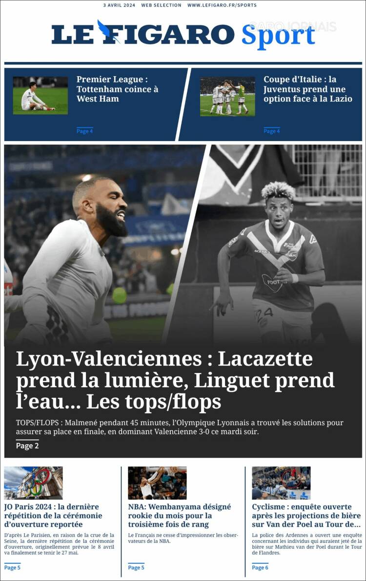 Portada de Le Figaro Sport (Francia)