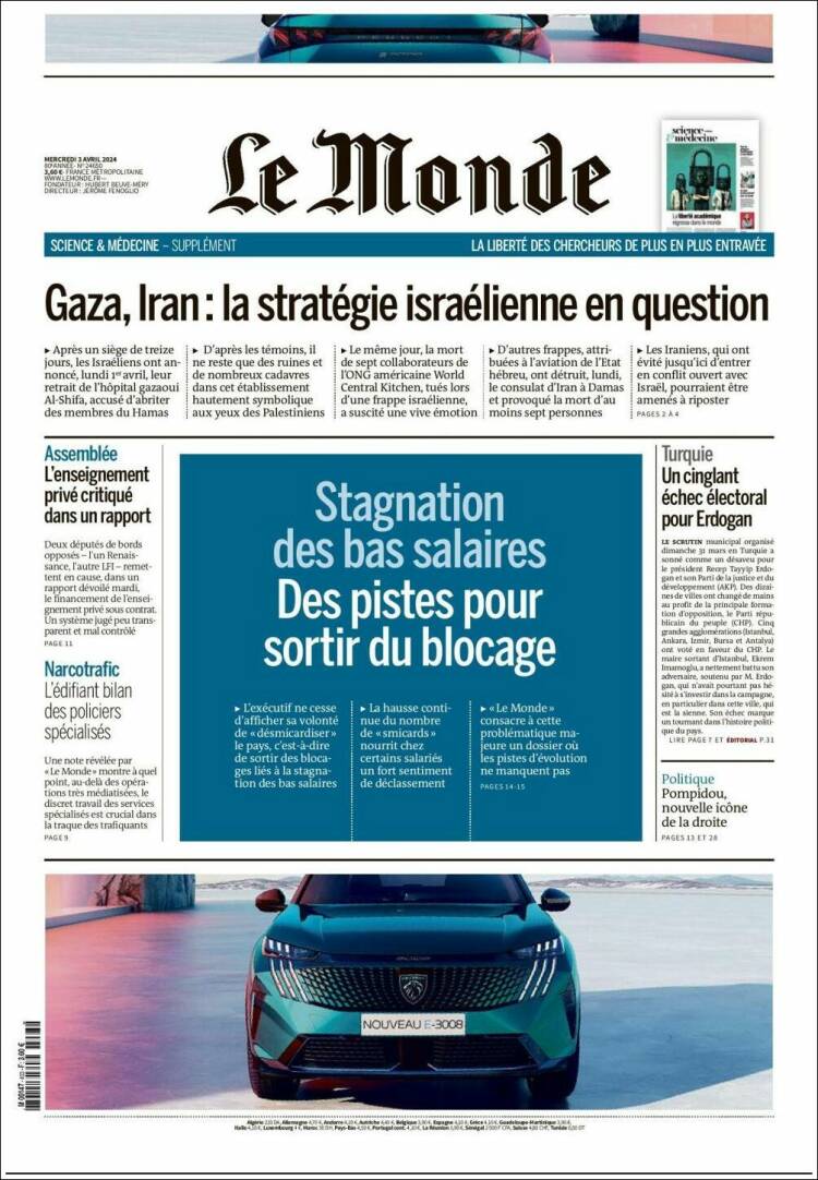 Portada de Le Monde (Francia)