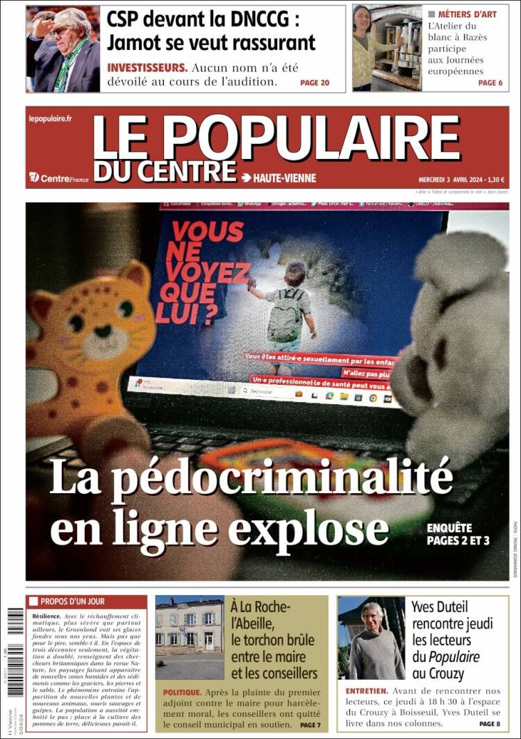 Portada de Le Populaire du Centre (Francia)