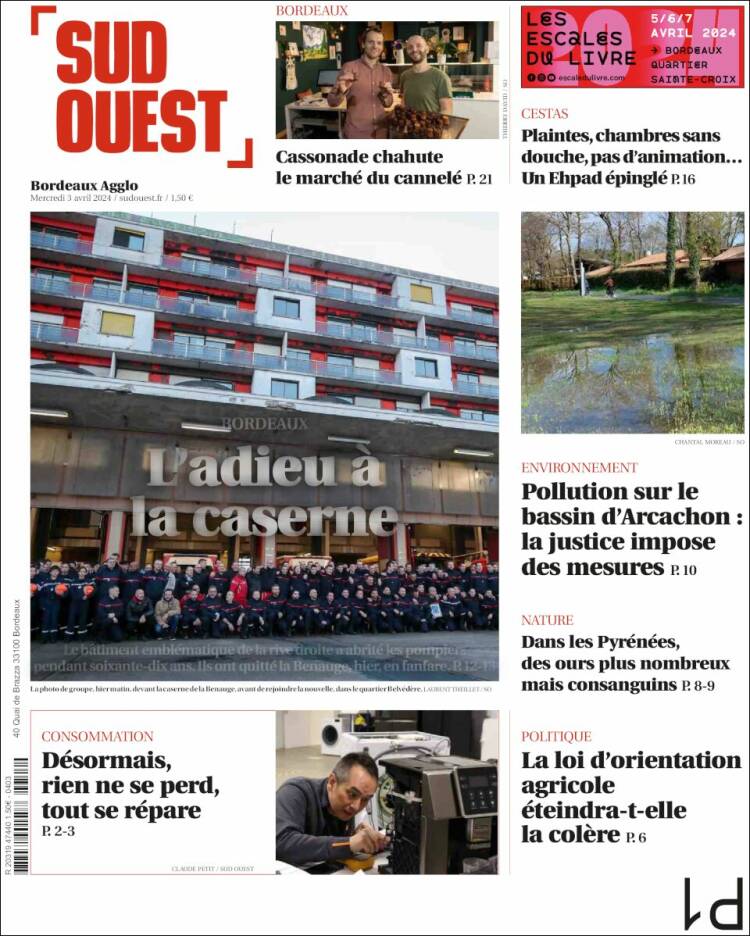 Portada de Sud Ouest (Francia)