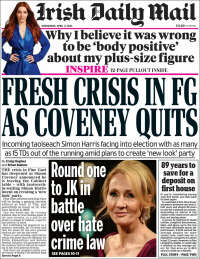 Portada de Irish Daily Mail (Irlanda)