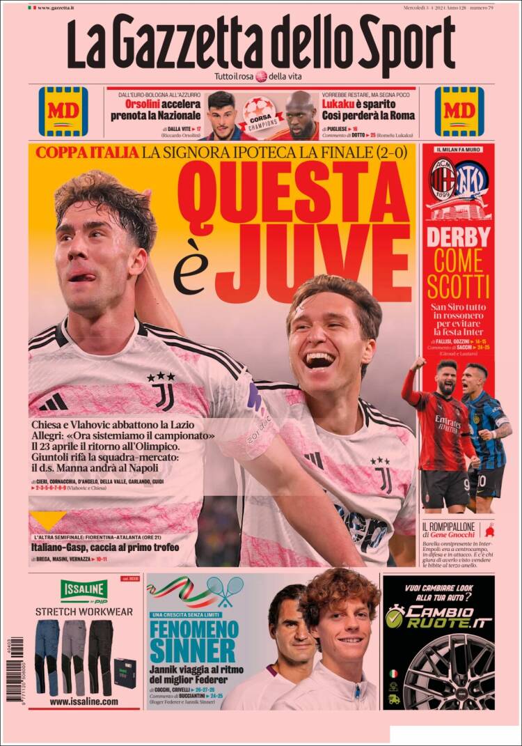 Portada de La Gazzetta dello Sport (Italia)