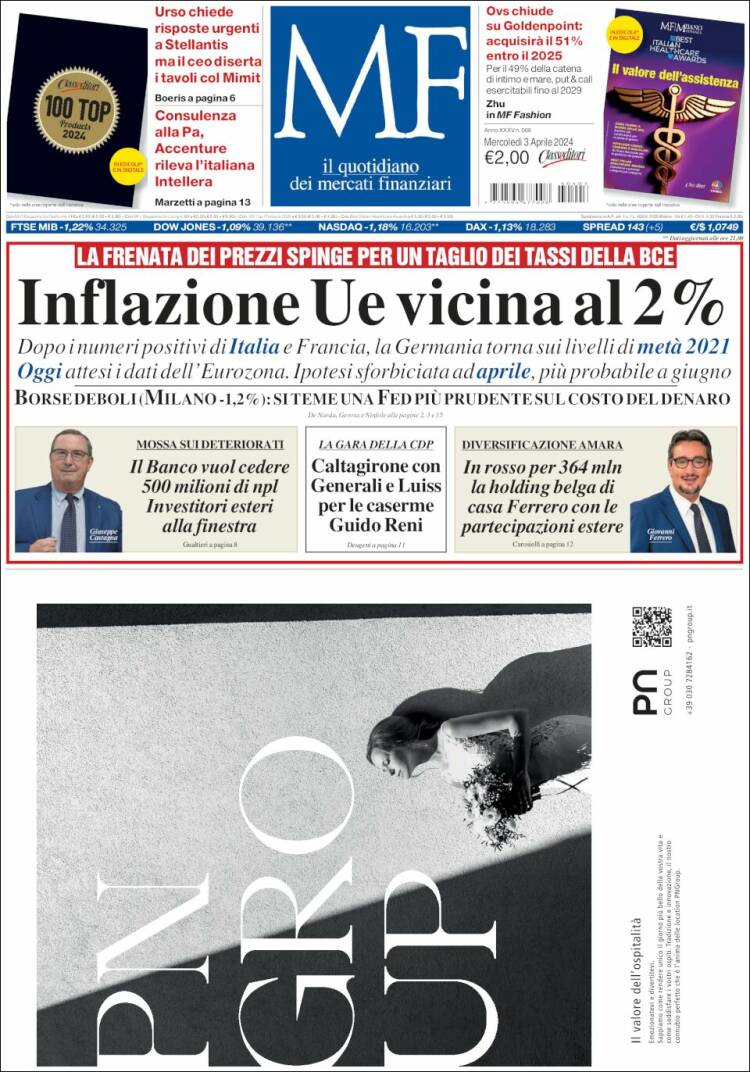 Portada de Milano Finanza (Italia)