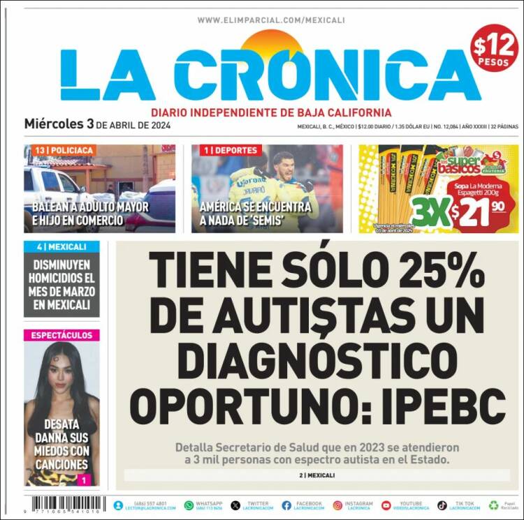 Portada de La Crónica de Baja California (México)