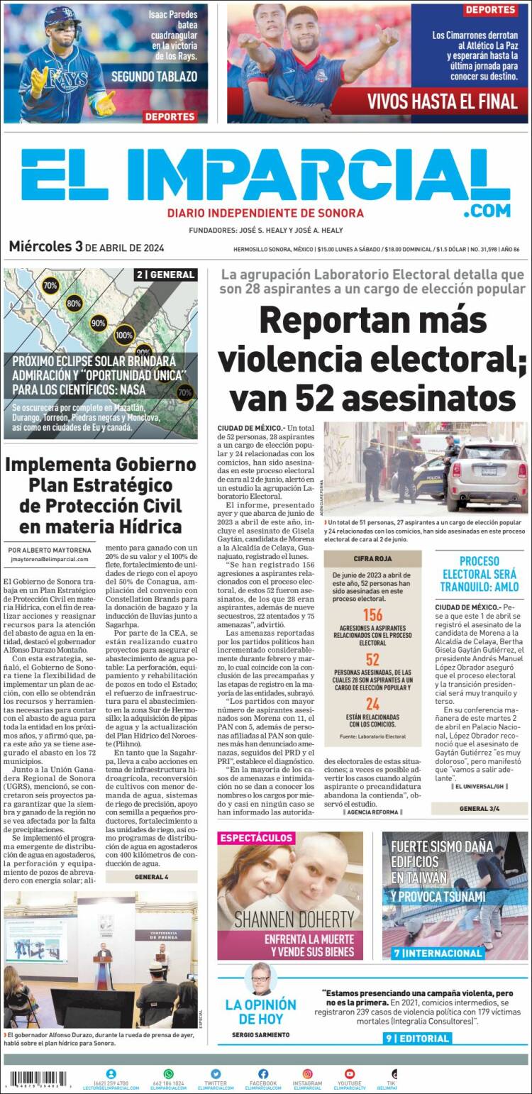 Portada de El Imparcial (México)