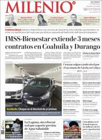 Portada de Milenio - Laguna (México)