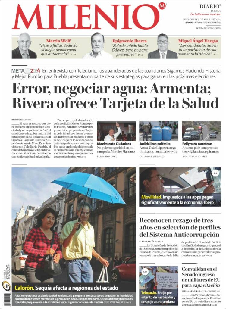 Portada de Milenio de Puebla (México)