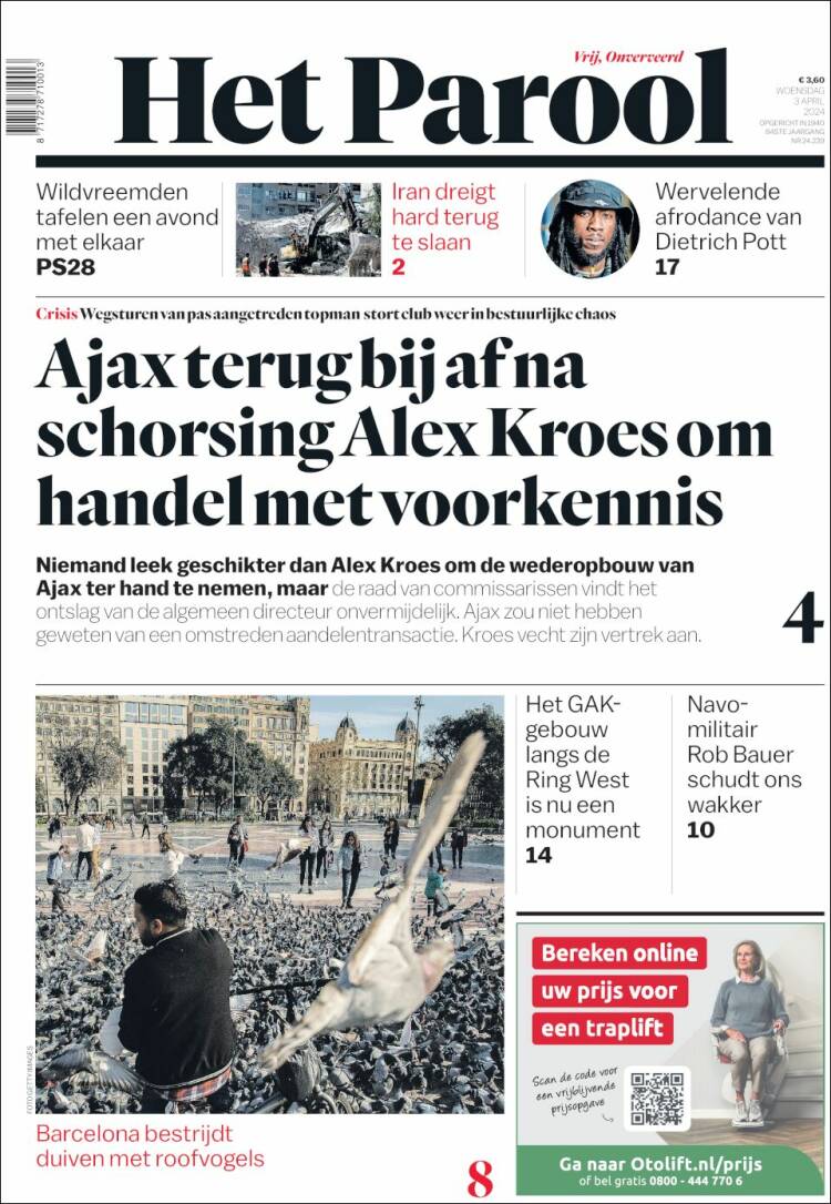 Portada de Het Parool (Países Bajos)