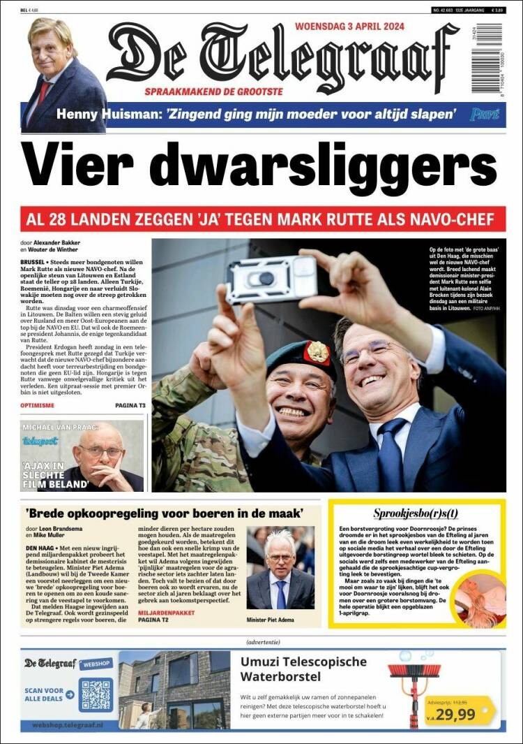 Portada de De Telegraaf (Países Bajos)