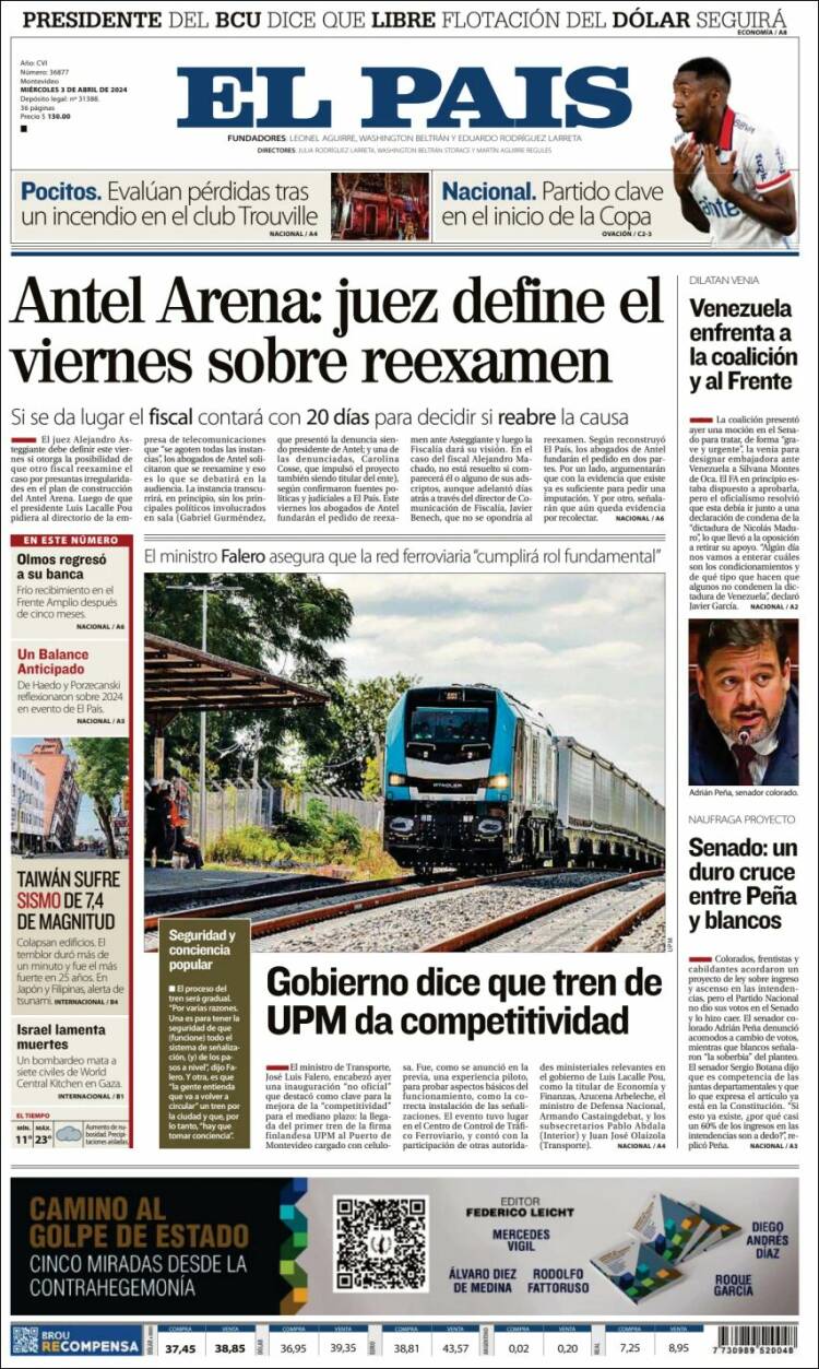 Portada de El País (Uruguay)