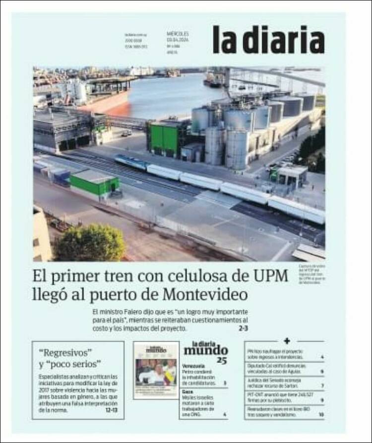 Portada de La Diaria (Uruguay)