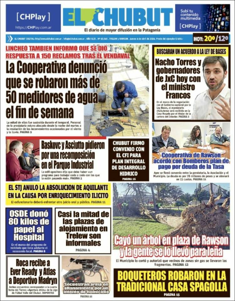 Portada de El Chubut (Argentina)