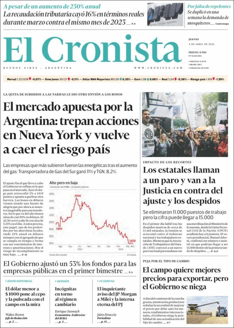 Portada de El Cronista Comercial (Argentina)